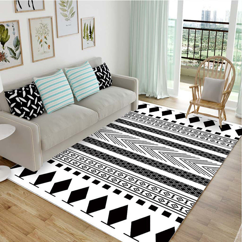 Simple Black And White Home Personality Tide Brand Living Room Bedroom Coffee Table Mat Into The Doormat Bedside European Carpet null