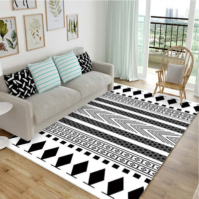 Simple Black And White Home Personality Tide Brand Living Room Bedroom Coffee Table Mat Into The Doormat Bedside European Carpet null