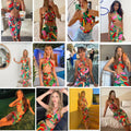 Sexy Print Tracksuit Woman Two Piece Boho Outfit Suits null