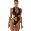 Sexy One-Piece Swimsuit Women's Solid Color Cross Hollow Large Size Bikini Bikini Swimwear null