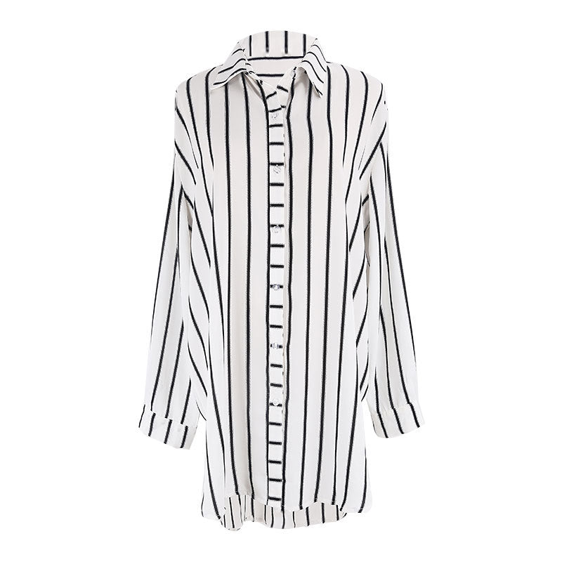 Black And White Striped Shirt Seaside Vacation Blouse null