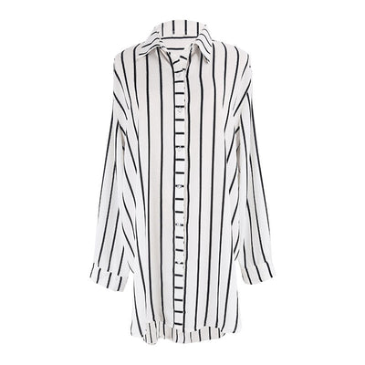 Black And White Striped Shirt Seaside Vacation Blouse null