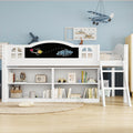 Wooden Bed, Storage Bed, Includes A Blackboard For Graffiti, 3ft Single Bed 90x190cm, Two-step Inclined Staircase, Includes Storage Cabinets, Pine-MDF-PB-Plywood, White - Morderncharm store