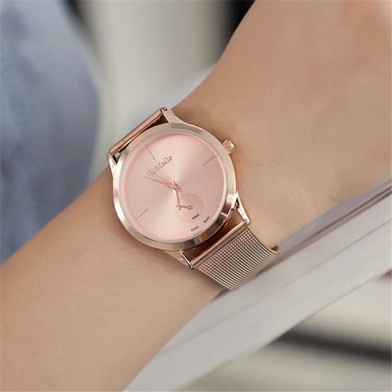 Fashion Alloy Belt Mesh Watch Unisex women's watches Minimalist Style Quartz Watch relogio feminino saat Watches for women null