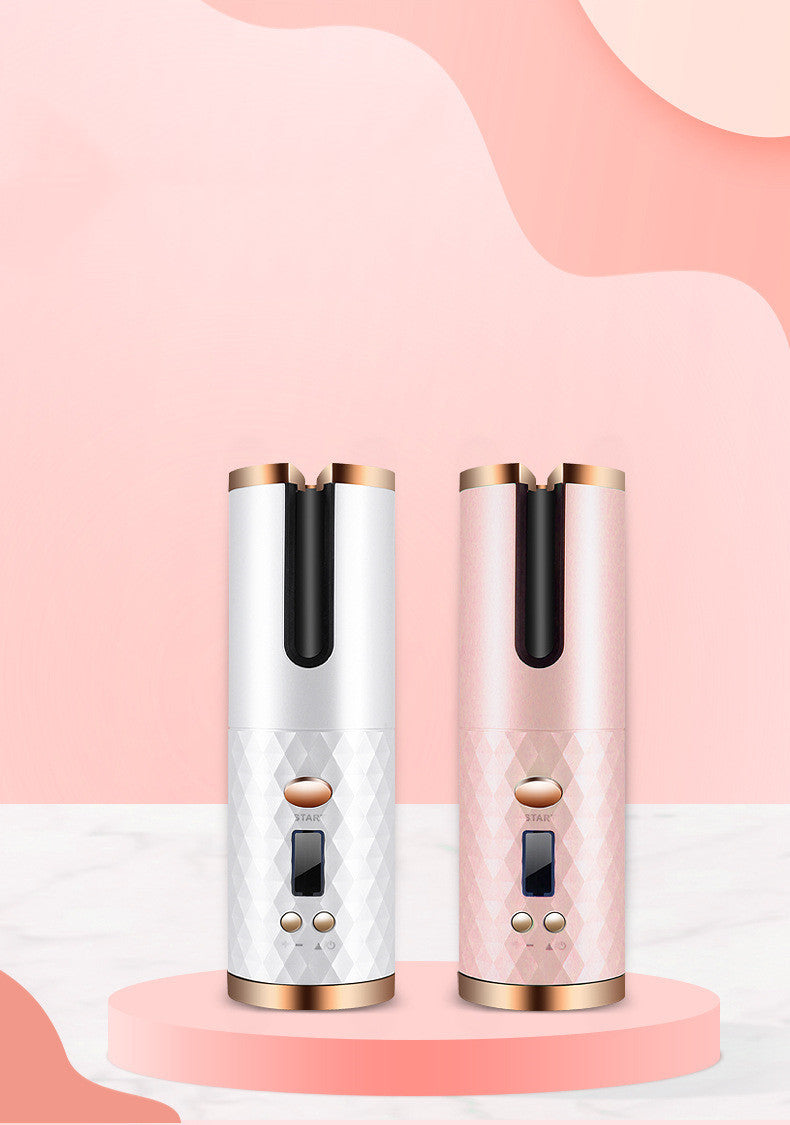 Rechargeable Automatic Hair Curler Women Portable Hair Curling Iron LCD Display Ceramic Curly Rotating Curling Wave Styer null