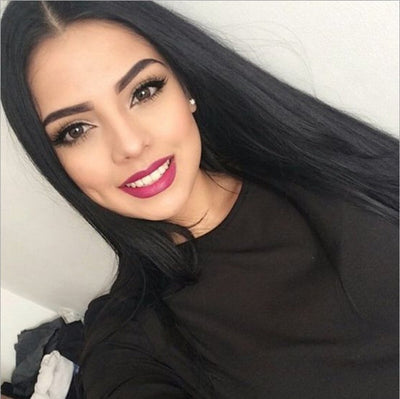 Black long straight hair wig cover null