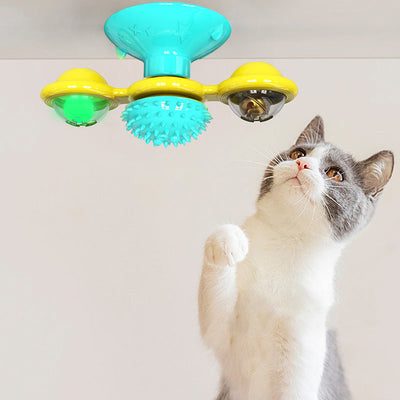 Cat Rotating Windmill Multi-Function Toys Itch Scratching Device Teeth Shining Toy null