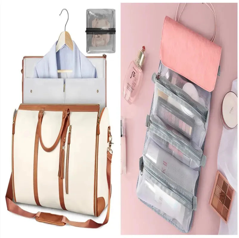 Large Capacity Travel Duffle Bag Women's Handbag Folding Suit Bag Waterproof Clothes Totes null
