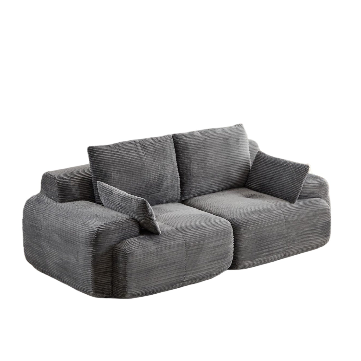 Luxurious wide-wale corduroy cloud couch showcasing soft, plush fabric and modern design for comfortable seating.