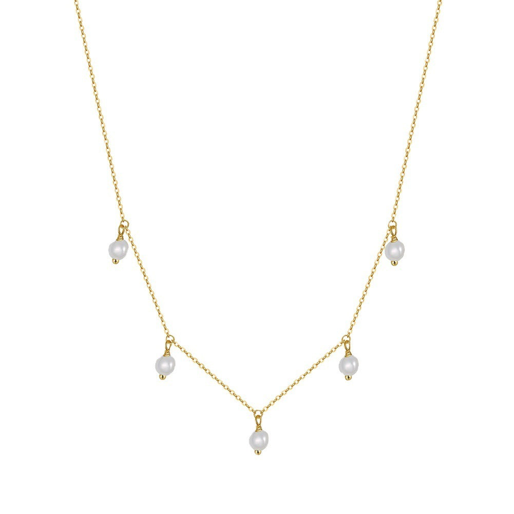 S925 Sterling Silver Necklace Natural Freshwater Pearl null
