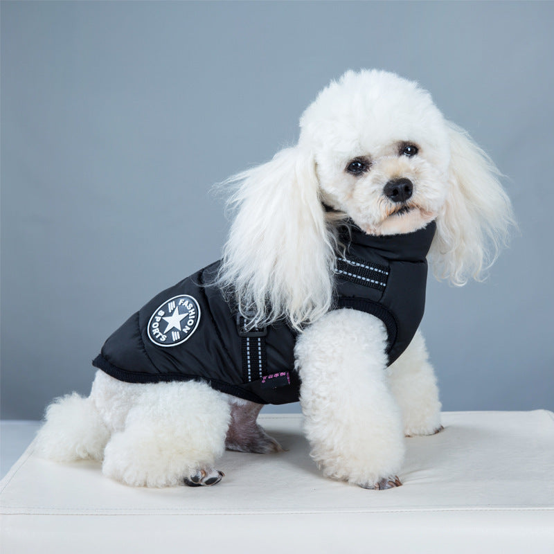 Waterproof Dog Clothes Winter Dog Coat With Harness Warm Pet Clothing Big Dog Jacket Chihuahua Labrador Coat Costume null