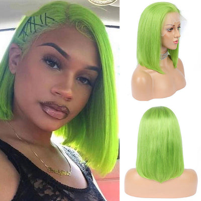 Human Hair Bob Wigs Green Short Bob Wig null