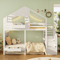 Wooden House Bunk Bed with Storage Stairs & Playhouse Frame - Morderncharm store