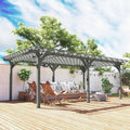 12’ x 20’ Outdoor Pergola, Wood Gazebo Grape Trellis with Stable Structure for Climbing Plant Support, Gray - Morderncharm store