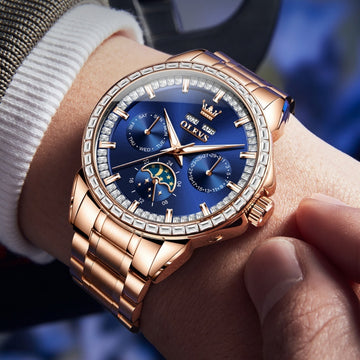 OLEVS Luxury Rose Gold Diamond Watch