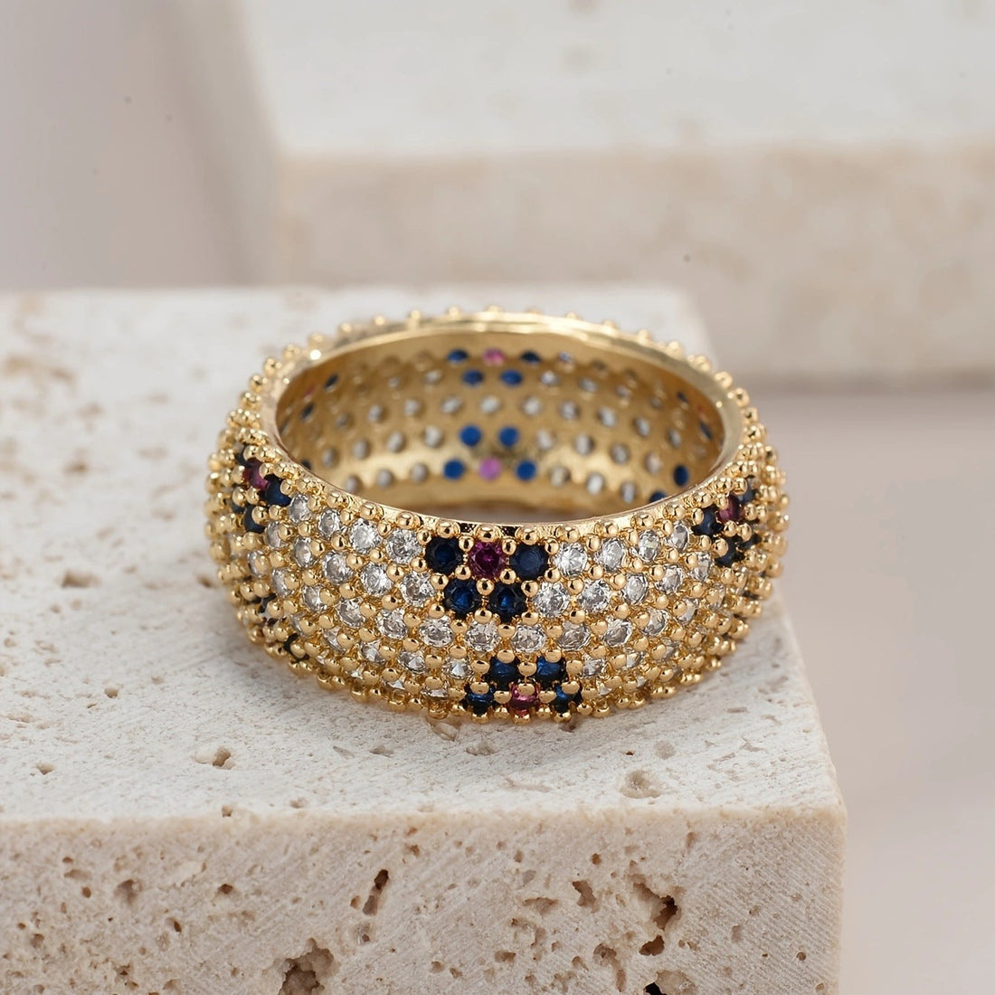 Live Broadcast Cross-border Hot Selling Full Diamond Color Zirconium Ring null