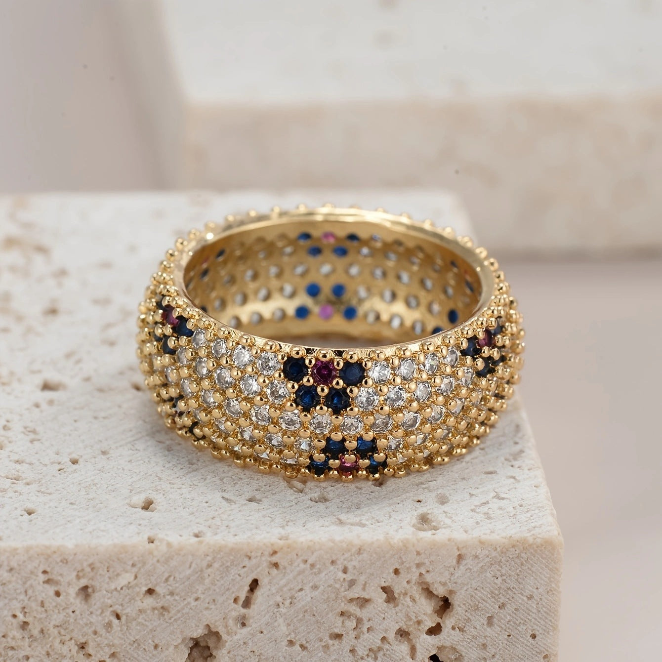 Live Broadcast Cross-border Hot Selling Full Diamond Color Zirconium Ring null
