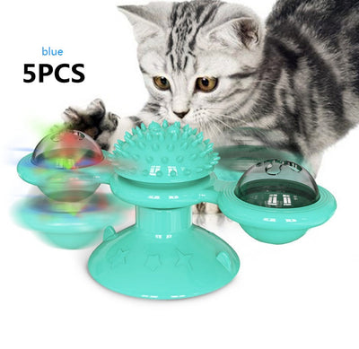 Cat Rotating Windmill Multi-Function Toys Itch Scratching Device Teeth Shining Toy null
