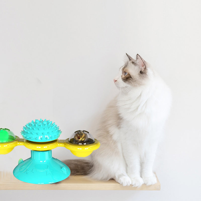 Cat Rotating Windmill Multi-Function Toys Itch Scratching Device Teeth Shining Toy null