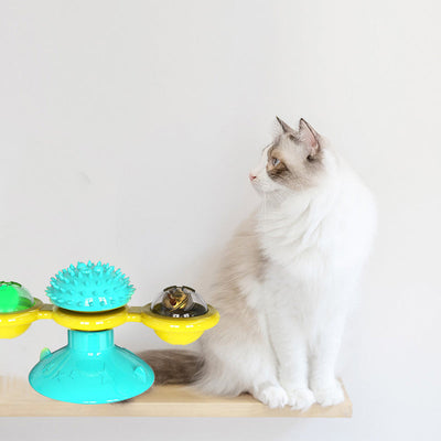 Cat Rotating Windmill Multi-Function Toys Itch Scratching Device Teeth Shining Toy null