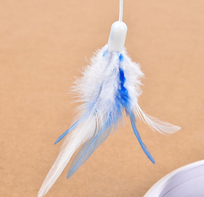 Yili electric pettoys 360 degree rotation interactive toycat turntable can reprovision feathers null