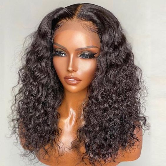 Frontal Human Hair Double Suction Water Wave BOB Wig null
