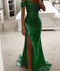 Luxury Black & Gold Velvet One-Shoulder Maxi Gown - Morderncharm store