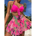 Printed Beach Dress Bikini Three Piece Fashion null