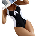 Classic Black And White Contrast Color Fit Swimsuit null