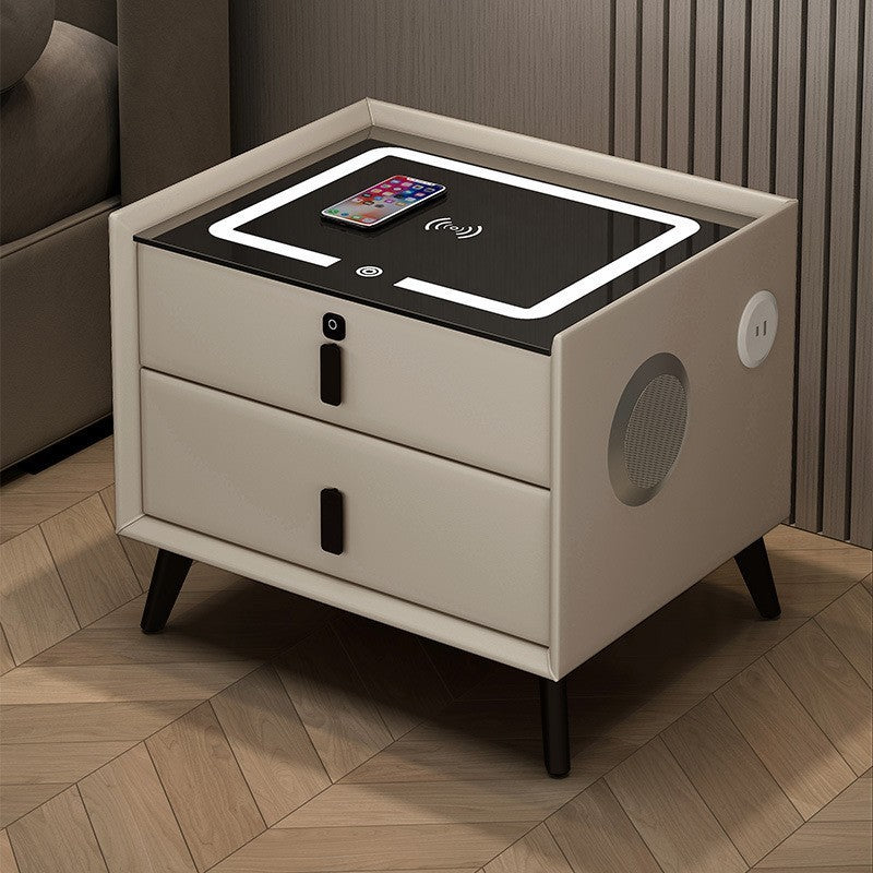 Smart Bedside Table Solid Wood Simplicity Wireless Charging Bedside Cabinet null