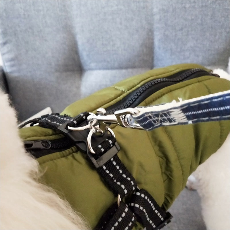 Waterproof Dog Clothes Winter Dog Coat With Harness Warm Pet Clothing Big Dog Jacket Chihuahua Labrador Coat Costume null