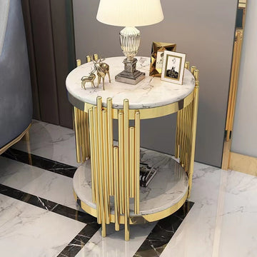 Marble Edge A Few Corners A Few Rock Plate Small Coffee Table Stainless Steel null