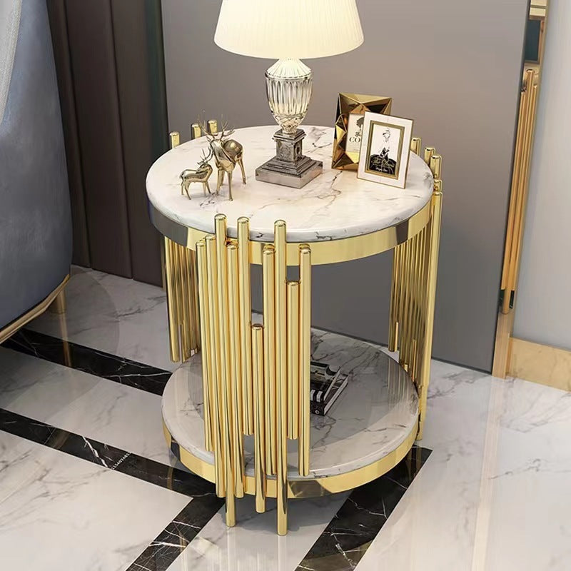 Marble Edge A Few Corners A Few Rock Plate Small Coffee Table Stainless Steel null