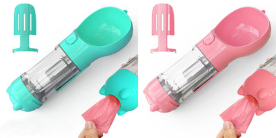 Pet Water Bottle Feeder Bowl Garbage Bag Storage Portable Pet Outdoor Travel 3 In 1 Dog Water Bottle null