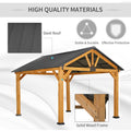  11' x 13' Hardtop Gazebo with Galvanized Steel Roof, Wooden Frame, Permanent Pavilion Outdoor Gazebo with Ceiling Hook for Garden, Patio, Backyard, Lawn - Morderncharm store