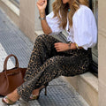 Women's Fashion Temperament Leopard Print Straight Casual Trousers null