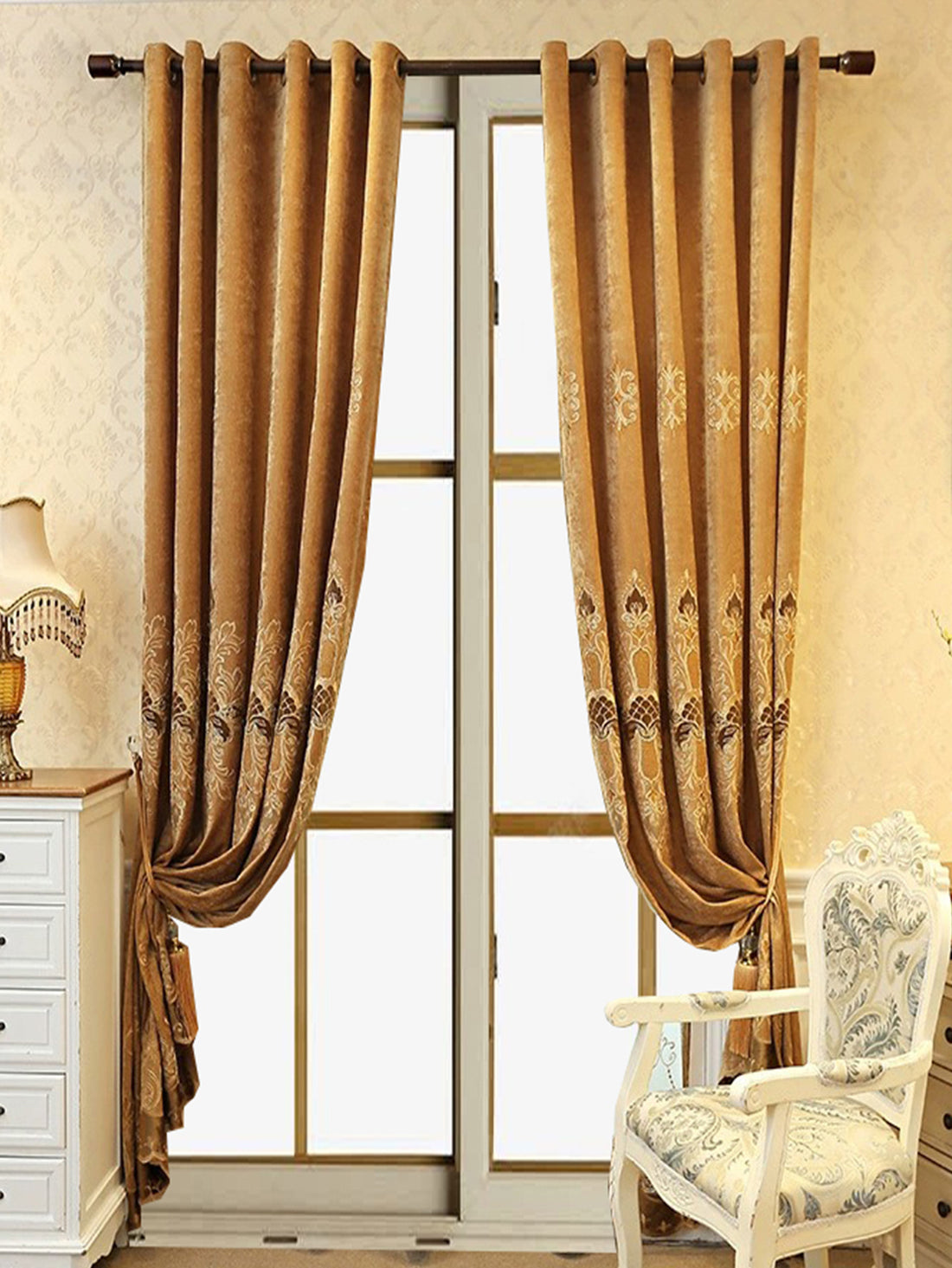 Luxury Gold & Bronze Window Curtains
