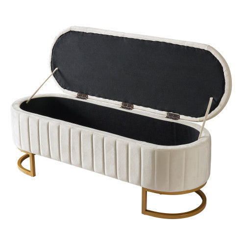 Luxury Tufted Ottoman Bench with Gold C-Frame Base - Morderncharm store