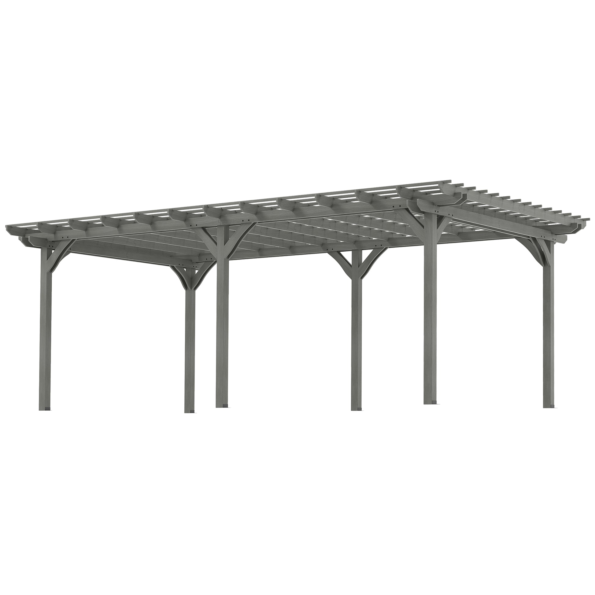 12’ x 20’ Outdoor Pergola, Wood Gazebo Grape Trellis with Stable Structure for Climbing Plant Support, Gray - Morderncharm store