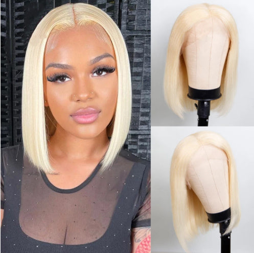 613 Blonde Bob Wig Short Straight Human Hair Wigs For Women null