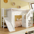 Twin Wood Loft House Bed with Built - Morderncharm store