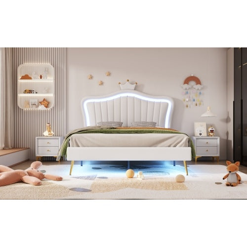 Modern Princess Crown Upholstered Bed - Morderncharm store