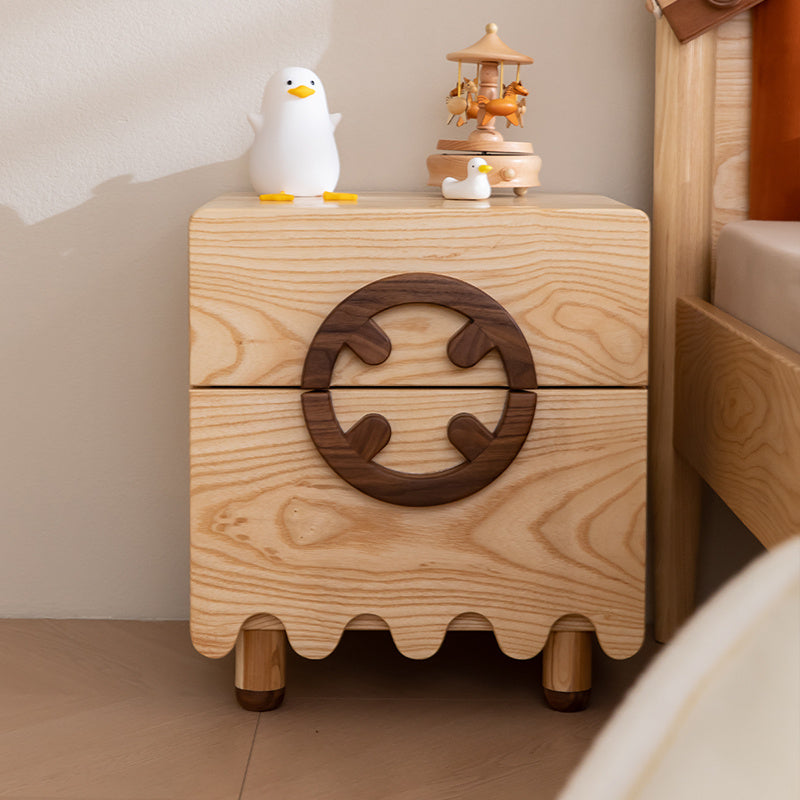 Nordic Modern Minimalist Solid Wood Ash Bedside Table Drawer Storage null
