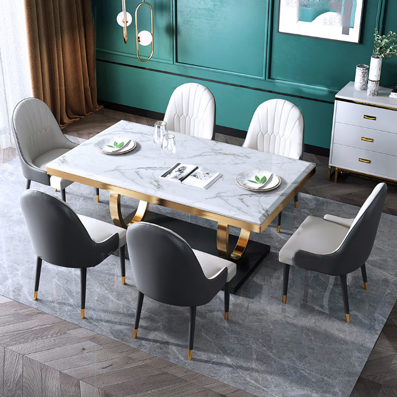 Modern Household Simple Slate Dining Table And Chair Combination null