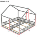 Twin Size Double Montessori House Bed with Shared Guardrails - Morderncharm store