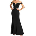 Women's Clothing Off-neck Sling Evening Long Dress null