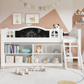 Wooden Bed, Storage Bed, Includes A Blackboard For Graffiti, 3ft Single Bed 90x190cm, Two-step Inclined Staircase, Includes Storage Cabinets, Pine-MDF-PB-Plywood, White - Morderncharm store