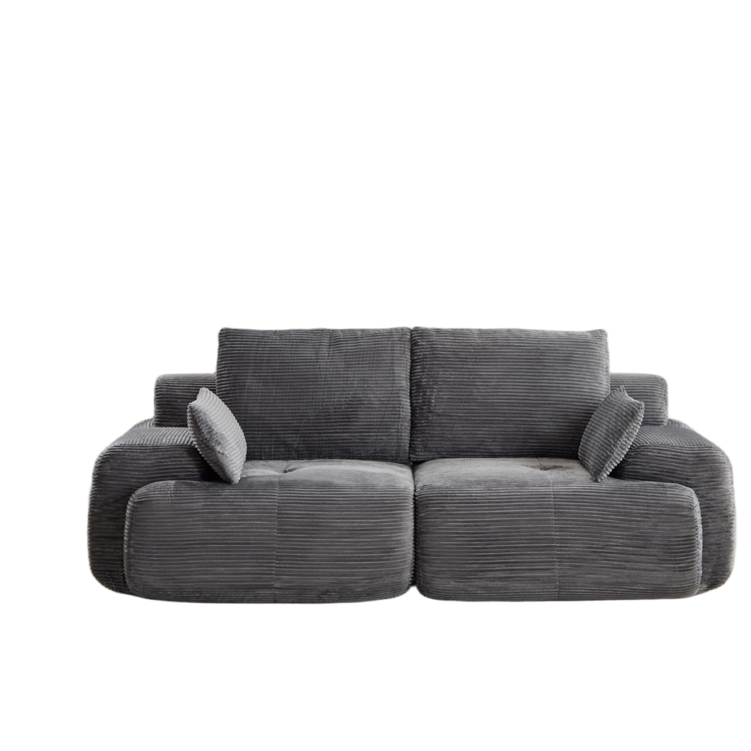 Luxury wide-wale corduroy cloud couch with plush cushions in a cozy living room setting