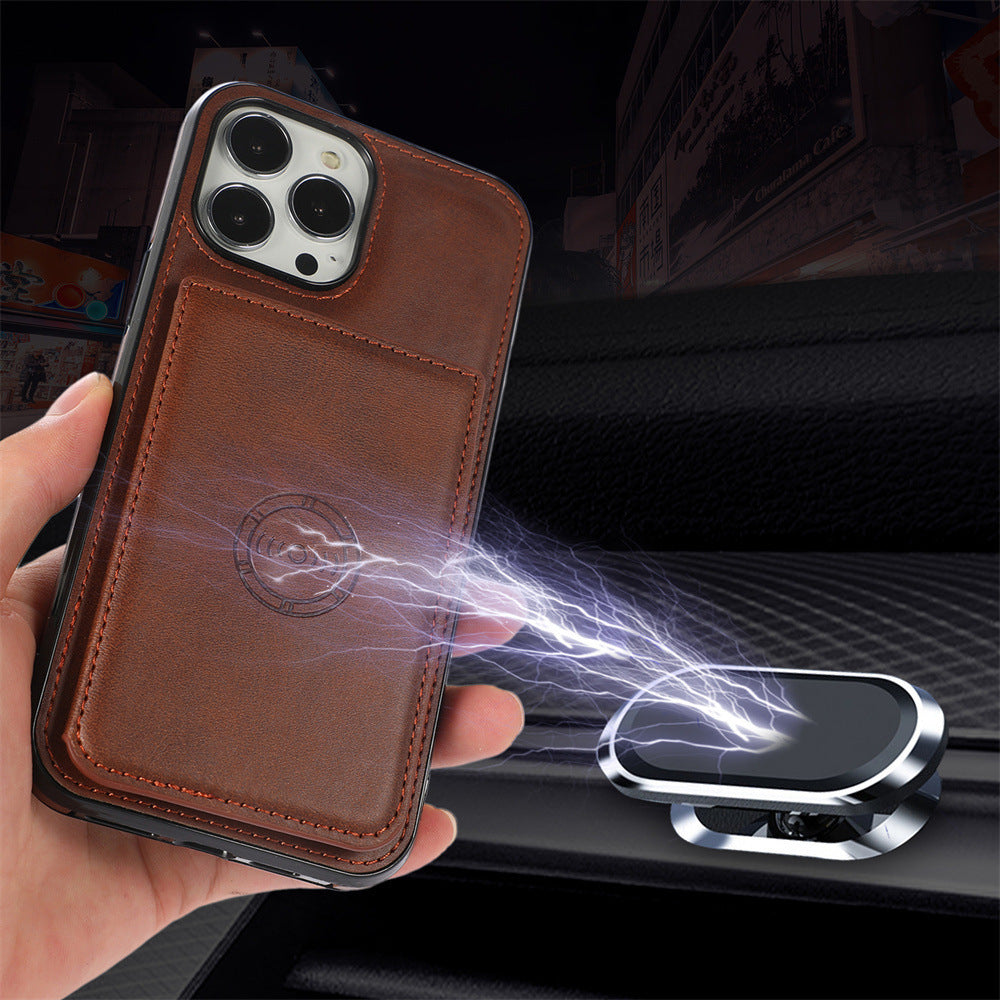 Leather Case Card Insertion Magnetic Wallet Protection Case Phone Case null