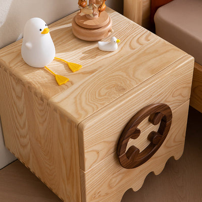 Nordic Modern Minimalist Solid Wood Ash Bedside Table Drawer Storage null